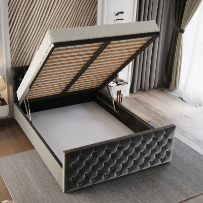 Elegantná čalúnená posteľ 120x200 ROSEMARIE 1 s úložným priestorom - červená Elegantná čalúnená posteľ 120x200 ROSEMARIE 1 s úložným priestorom - červená