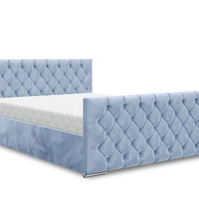 Elegantná čalúnená posteľ 120x200 ROSEMARIE 1 s úložným priestorom - modrá
