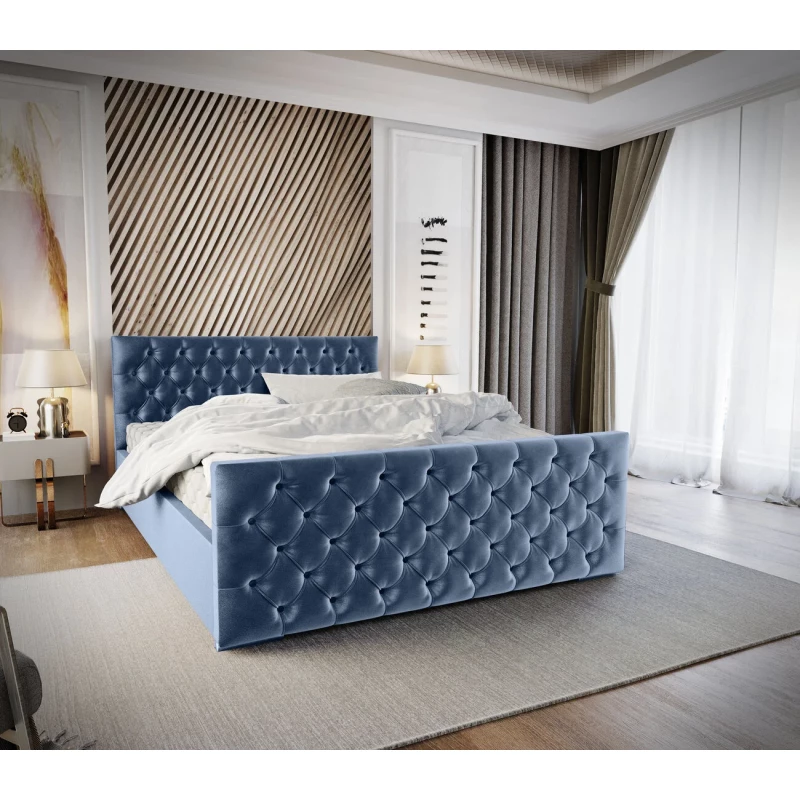 Elegantná čalúnená posteľ 120x200 ROSEMARIE 1 s úložným priestorom - modrá