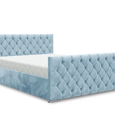 Elegantná čalúnená posteľ 120x200 ROSEMARIE 1 s úložným priestorom - svetlo modrá