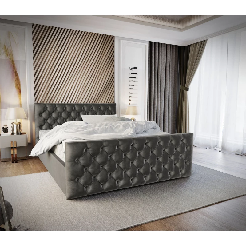 Elegantná čalúnená posteľ 120x200 ROSEMARIE 1 s úložným priestorom - šedá