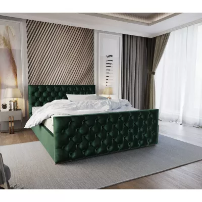 Elegantná čalúnená posteľ 140x200 ROSEMARIE 1 s úložným priestorom - zelená