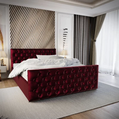 Elegantná čalúnená posteľ 140x200 ROSEMARIE 1 s úložným priestorom - červená