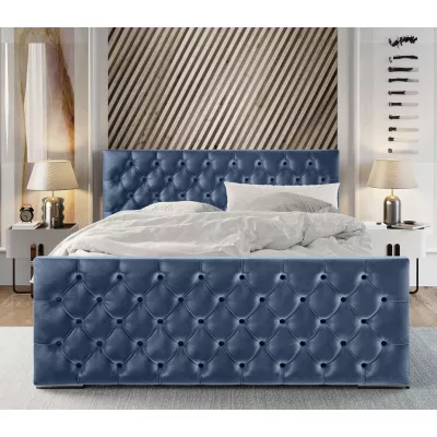 Elegantná čalúnená posteľ 140x200 ROSEMARIE 1 s úložným priestorom - modrá