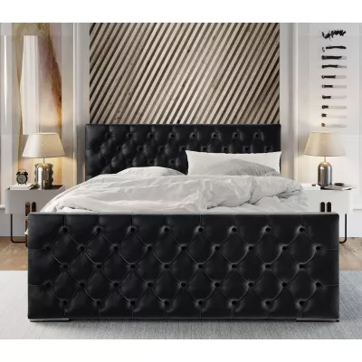Elegantná čalúnená posteľ 140x200 ROSEMARIE 1 s úložným priestorom - čierna
