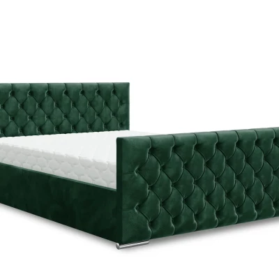 Elegantná čalúnená posteľ 160x200 ROSEMARIE 1 s úložným priestorom - zelená