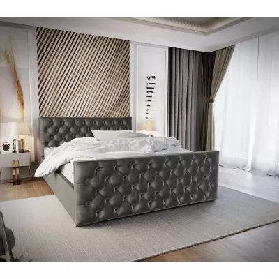 Elegantná čalúnená posteľ 160x200 ROSEMARIE 1 s úložným priestorom - šedá