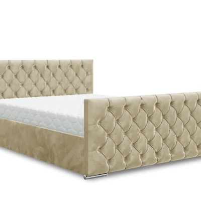 Elegantná čalúnená posteľ 180x200 ROSEMARIE 1 s úložným priestorom - béžová