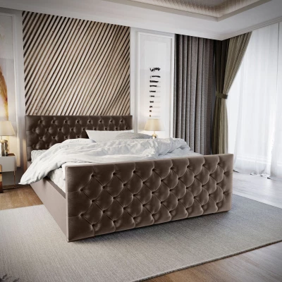Elegantná čalúnená posteľ 180x200 ROSEMARIE 1 s úložným priestorom - tmavo hnedá