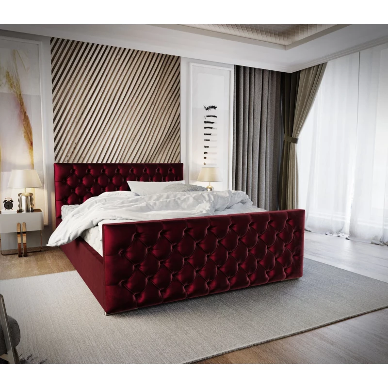 Elegantná čalúnená posteľ 180x200 ROSEMARIE 1 s úložným priestorom - červená