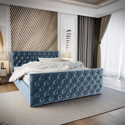 Elegantná čalúnená posteľ 180x200 ROSEMARIE 1 s úložným priestorom - svetlo modrá