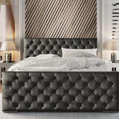 Elegantná čalúnená posteľ 180x200 ROSEMARIE 1 s úložným priestorom - šedá