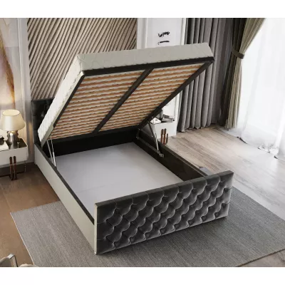 Elegantná čalúnená posteľ 180x200 ROSEMARIE 1 s úložným priestorom - šedá