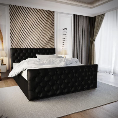 Elegantná čalúnená posteľ 180x200 ROSEMARIE 1 s úložným priestorom - čierna