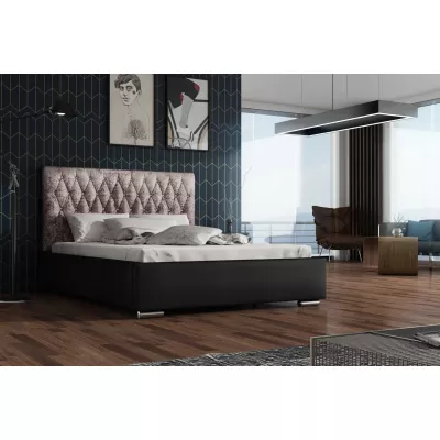 Jednolôžková posteľ 90x200 SIRENA 1 s prešívaným čelom - čierna / ružová