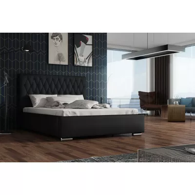 Jednolôžková posteľ 90x200 SIRENA 1 s prešívaným čelom - čierna / tmavo modrá