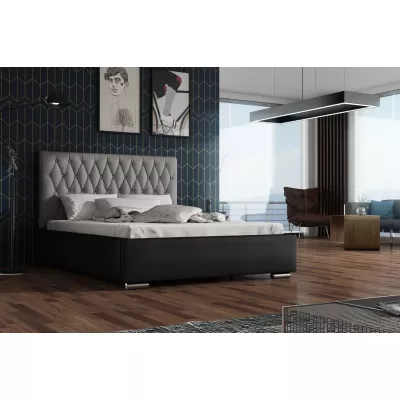Jednolôžková posteľ 90x200 SIRENA 1 s prešívaným čelom - čierna / šedá