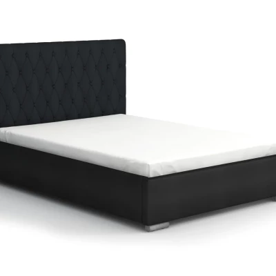 Jednolôžková posteľ 90x200 SIRENA 1 s prešívaným čelom - čierna / krémová