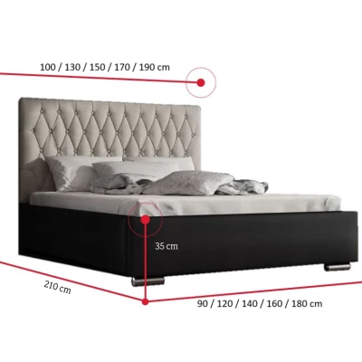 Manželská posteľ 160x200 SIRENA 1 s prešívaným čelom - čierna / krémová