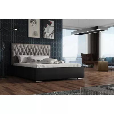 Manželská posteľ 180x200 SIRENA 1 s prešívaným čelom - čierna / strieborná