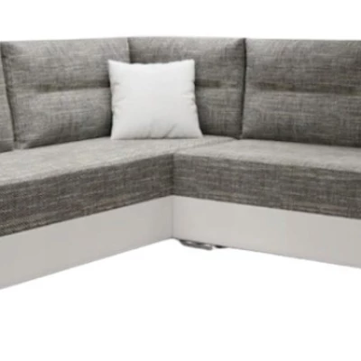 Rohová rozkladacia sedacia súprava HEMILY 2 - biela ekokoža / šedá