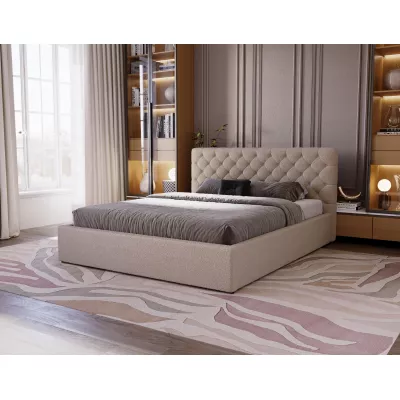 Pohodlná čalúnená posteľ 120x200 MARLISA SLIM 1 s úložným priestorom - béžová
