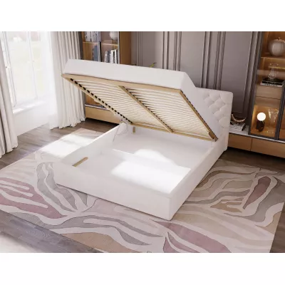 Pohodlná čalúnená posteľ 180x200 MARLISA SLIM 1 s úložným priestorom - béžová