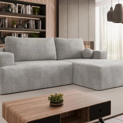 Rohová rozkladacia sedačka ILUDIA - strieborná, pravý roh