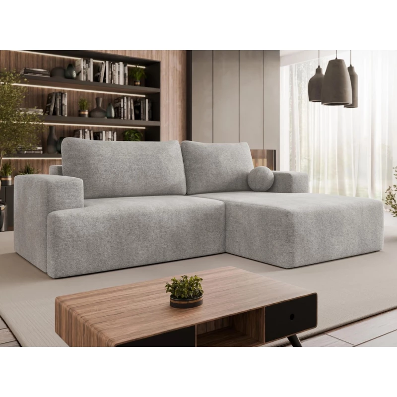 Rohová rozkladacia sedačka ILUDIA - strieborná, pravý roh