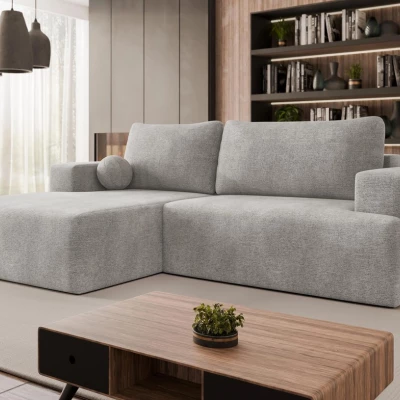 Rohová rozkladacia sedačka ILUDIA - strieborná, ľavý roh