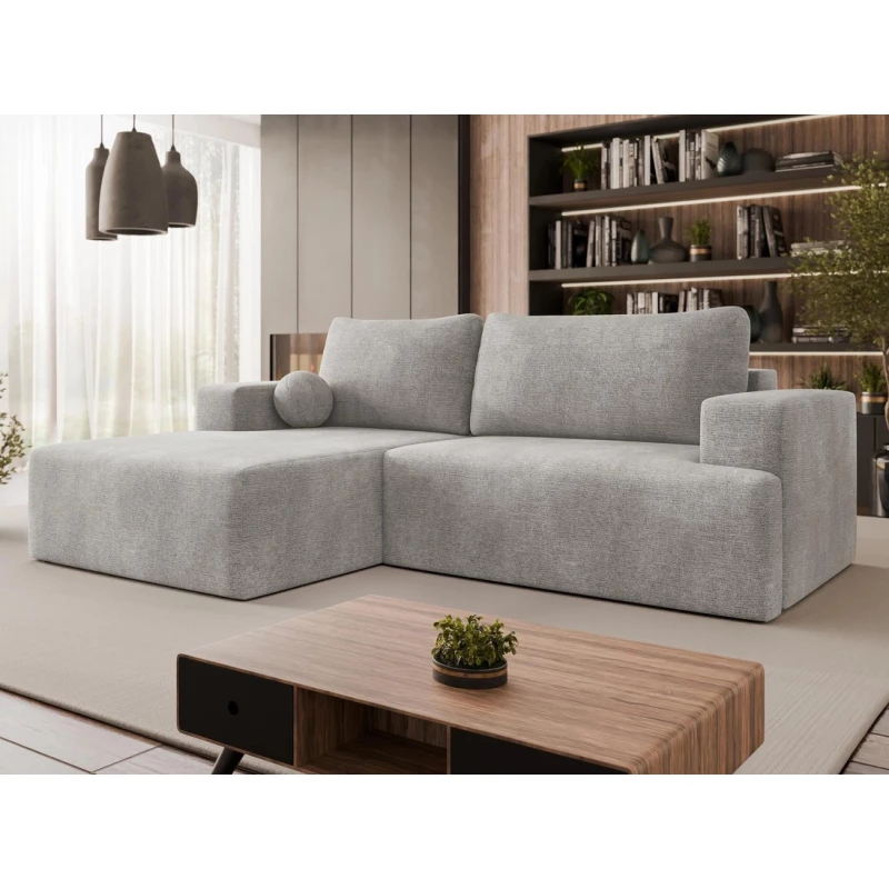 Rohová rozkladacia sedačka ILUDIA - strieborná, ľavý roh