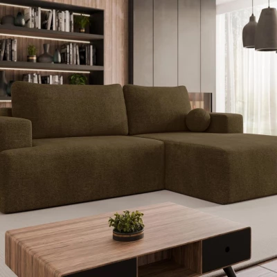 Rohová rozkladacia sedačka ILUDIA - čokoládová 2, pravý roh