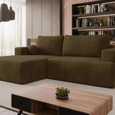 Rohová rozkladacia sedačka ILUDIA - čokoládová 2, ľavý roh