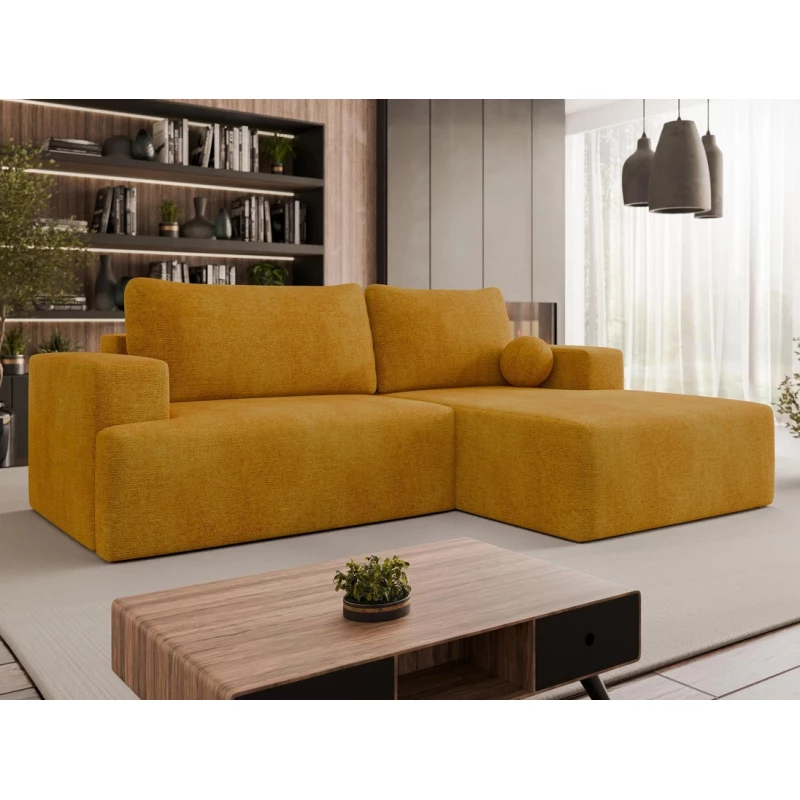 Rohová rozkladacia sedačka ILUDIA - žltá, pravý roh