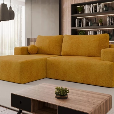 Rohová rozkladacia sedačka ILUDIA - žltá, ľavý roh