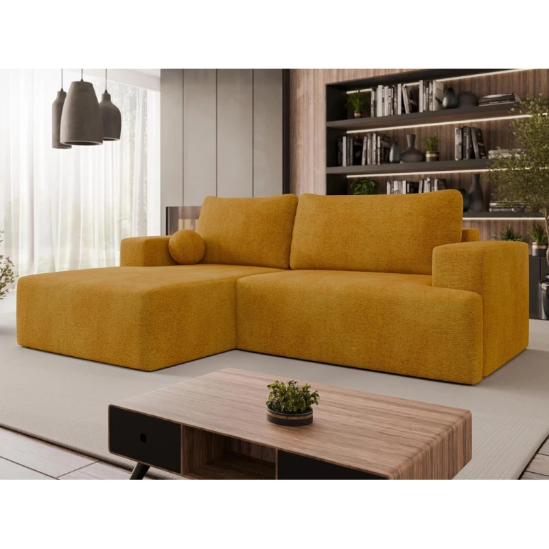 Rohová rozkladacia sedačka ILUDIA - žltá, ľavý roh