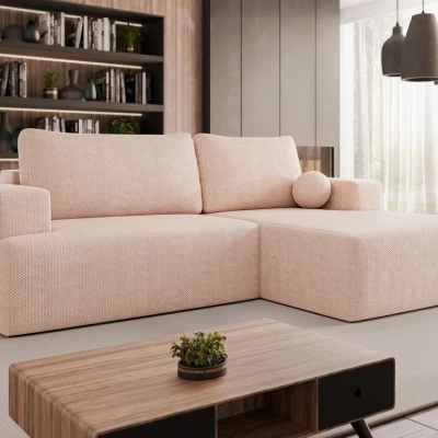 Rohová rozkladacia sedačka ILUDIA - ružová, pravý roh