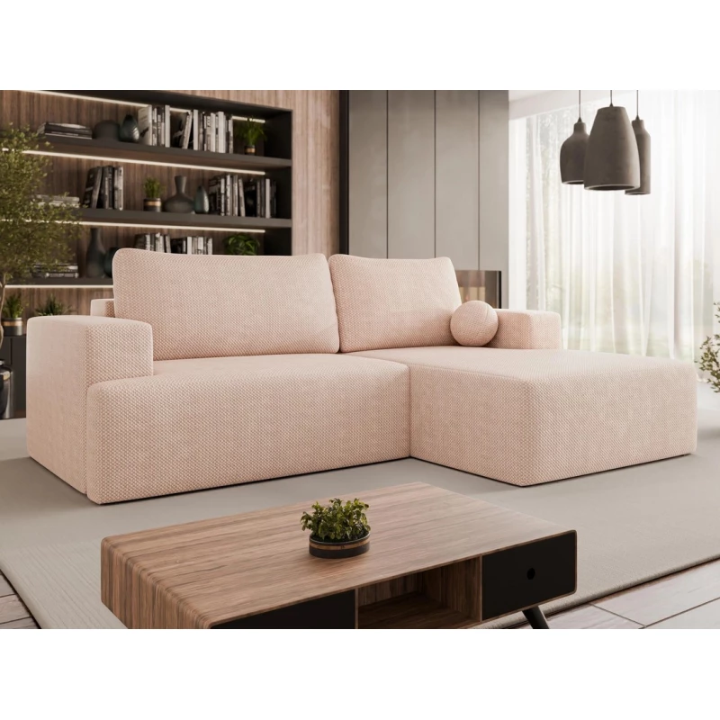 Rohová rozkladacia sedačka ILUDIA - ružová, pravý roh