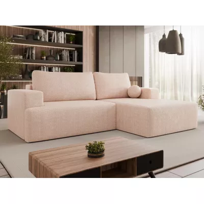 Rohová rozkladacia sedačka ILUDIA - ružová, pravý roh