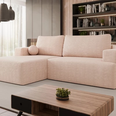 Rohová rozkladacia sedačka ILUDIA - ružová, ľavý roh