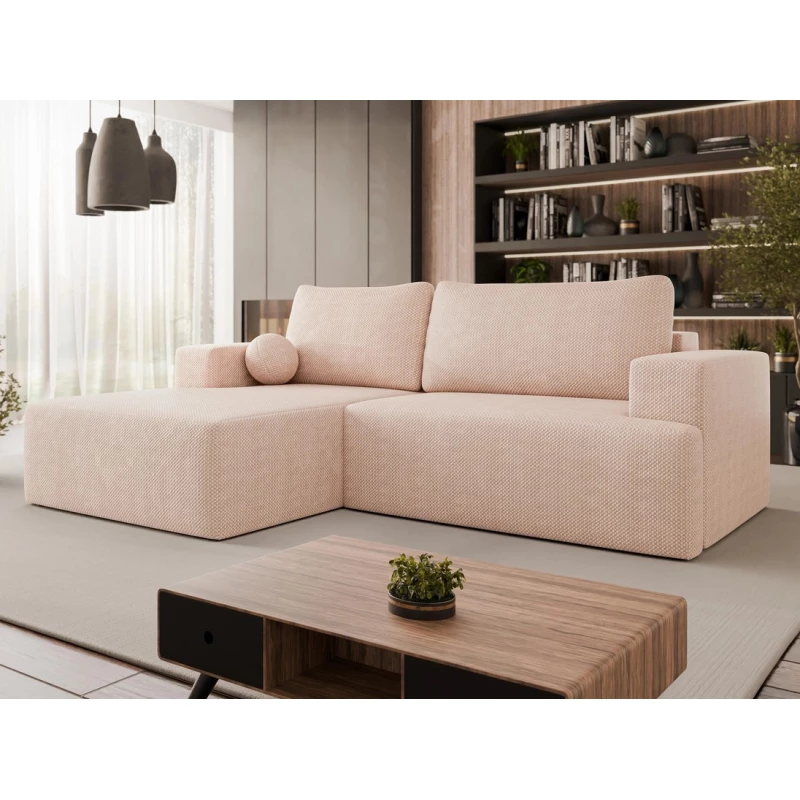 Rohová rozkladacia sedačka ILUDIA - ružová, ľavý roh