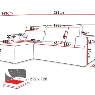 Rohová rozkladacia sedačka ILUDIA - strieborná, ľavý roh