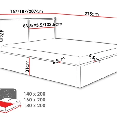 Čalúnená dvojlôžková posteľ 140x200 JOESON - indická ružová