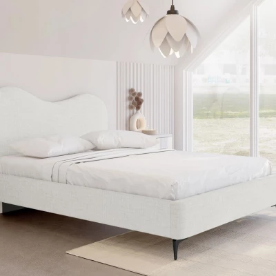 Čalúnená manželská posteľ 160x200 LUCIAMA - svetlá béžová