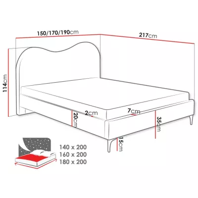 Čalúnená manželská posteľ 160x200 LUCIAMA - svetlá béžová