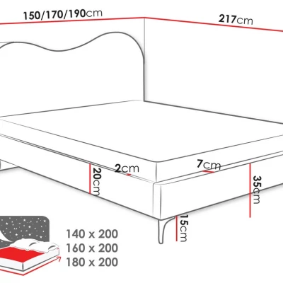 Čalúnená manželská posteľ 180x200 LUCIAMA - svetlá béžová