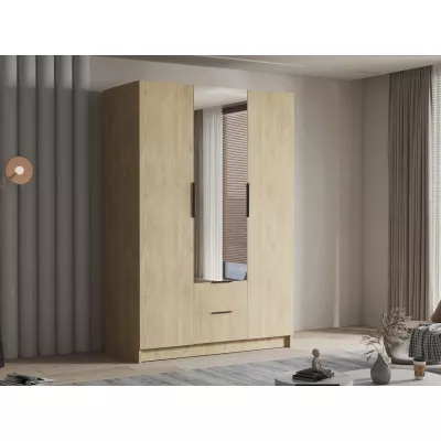 Vysoká šatníková skriňa 150 cm so zrkadlom MARILA - dub cremona / čierna