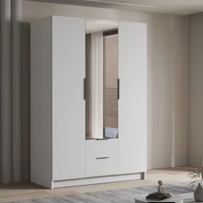 Vysoká šatníková skriňa 150 cm so zrkadlom MARILA - biela / čierna