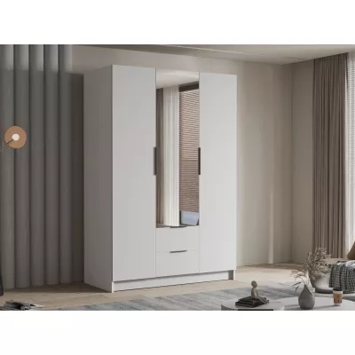 Vysoká šatníková skriňa 150 cm so zrkadlom MARILA - biela / čierna
