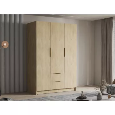 Vysoká šatníková skriňa 150 cm MARILA - dub cremona / zlatá